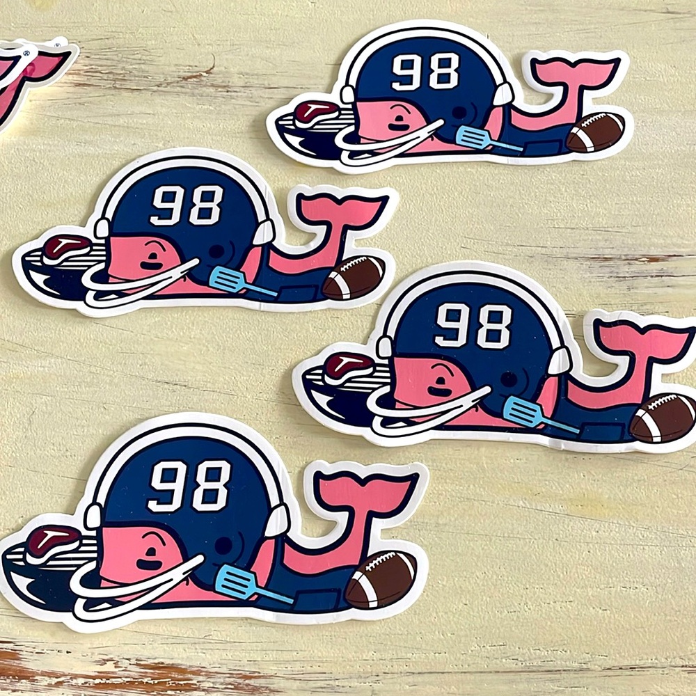 Set of 4 Vineyard Vine Football Stickers